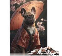 500 Pieces Jigsaw Puzzles for Adults Fawn French Bulldog Kimono Square Wooden Puzzles Unique Piece Puzzle Educational Fun Games Toys 500pcs (52x38cm)