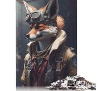 500 Pieces Jigsaw Puzzles for Adults Fox Pilot Square Wooden Puzzles Unique Piece Puzzle Educational Fun Games Toys 500pcs (52x38cm)