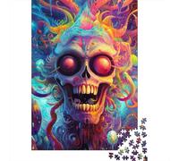 500 Pieces Jigsaw Puzzles for Adults Funky Skull Square Jigsaw Puzzles, for Adults And Teenager, Wooden Puzzles Home Art Decor 500pcs (52x38cm)