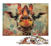 500 Pieces Jigsaw Puzzles for Adults Funny Colorful Giraffe Art Square Jigsaw Puzzles, for Adults And Teenager, Wooden Puzzles Home Art Decor 500pcs (52x38cm)