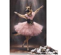 500 Pieces Jigsaw Puzzles for Adults German Shepherd Ballerina Square Jigsaw Puzzles, for Adults And Teenager, Wooden Puzzles Home Art Decor 500pcs (52x38cm)