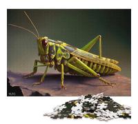 500 Pieces Jigsaw Puzzles for Adults Grasshopper Insect Square Wooden Puzzles Unique Piece Puzzle Educational Fun Games Toys 500pcs (52x38cm)