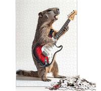 500 Pieces Jigsaw Puzzles for Adults Groundhog Guitar Square Jigsaw Puzzles, for Adults And Teenager, Wooden Puzzles Home Art Decor 500pcs (52x38cm)