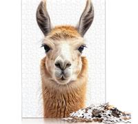 500 Pieces Jigsaw Puzzles for Adults Llama Face Square Wooden Puzzles Unique Piece Puzzle Educational Fun Games Toys 500pcs (52x38cm)