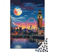 500 Pieces Jigsaw Puzzles for Adults London Cityscape Square Wooden Puzzles Unique Piece Puzzle Educational Fun Games Toys 500pcs (52x38cm)
