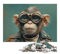 500 Pieces Jigsaw Puzzles for Adults Monkey with Glasses Square Jigsaw Puzzles, for Adults And Teenager, Wooden Puzzles Home Art Decor 500pcs (52x38cm)