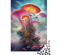 500 Pieces Jigsaw Puzzles for Adults Mushroom City Square Jigsaw Puzzles, for Adults And Teenager, Wooden Puzzles Home Art Decor 500pcs (52x38cm)