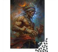 500 Pieces Jigsaw Puzzles for Adults Native American Shaman Square Wooden Puzzles Unique Piece Puzzle Educational Fun Games Toys 500pcs (52x38cm)