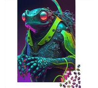 500 Pieces Jigsaw Puzzles for Adults Neon Cyber Frog Square Jigsaw Puzzles, for Adults And Teenager, Wooden Puzzles Home Art Decor 500pcs (52x38cm)