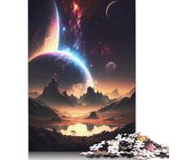 500 Pieces Jigsaw Puzzles for Adults Oasis Of Cosmos Landscape Square Wooden Puzzles Unique Piece Puzzle Educational Fun Games Toys 500pcs (52x38cm)