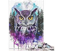 500 Pieces Jigsaw Puzzles for Adults Owl Double Exposure Paint Jigsaw Puzzle Wooden Puzzles Decompressing Intellectual Educational Toy Good Gift for Teenagers 500pcs (52x38cm)