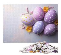 500 Pieces Jigsaw Puzzles for Adults Pastel Easter Eggs with Floral Accents Square Wooden Puzzles Unique Piece Puzzle Educational Fun Games Toys 500pcs (52x38cm)