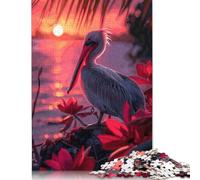 500 Pieces Jigsaw Puzzles for Adults Pelican Rock Sunset Square Wooden Puzzles Unique Piece Puzzle Educational Fun Games Toys 500pcs (52x38cm)