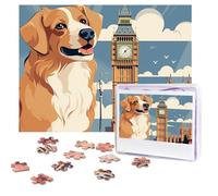 500 Pieces Jigsaw Puzzles for Adults Personalized Wooden Puzzle A dog sitting next to a building and Big Ben Puzzles from Photos Picture Puzzle for Family Wedding Christmas Birthday Gifts