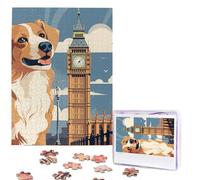 500 Pieces Jigsaw Puzzles for Adults Personalized Wooden Puzzle A dog sitting next to a building and Big Ben Puzzles from Photos Picture Puzzle for Family Wedding Christmas Birthday Gifts