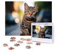 500 Pieces Jigsaw Puzzles for Adults Personalized Wooden Puzzle Brown tabby kitten Puzzles from Photos Picture Puzzle for Family Wedding Christmas Birthday Gifts