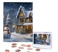 500 Pieces Jigsaw Puzzles for Adults Personalized Wooden Puzzle Christmas Snowmen and Houses Puzzles from Photos Picture Puzzle for Family Wedding Christmas Birthday Gifts