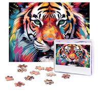 500 Pieces Jigsaw Puzzles for Adults Personalized Wooden Puzzle Color paint tiger face Puzzles from Photos Picture Puzzle for Family Wedding Christmas Birthday Gifts