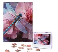 500 Pieces Jigsaw Puzzles for Adults Personalized Wooden Puzzle flower and blue dragonfly Puzzles from Photos Picture Puzzle for Family Wedding Christmas Birthday Gifts