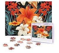 500 Pieces Jigsaw Puzzles for Adults Personalized Wooden Puzzle Flowers and Hawaiian tribal patterns Puzzles from Photos Picture Puzzle for Family Wedding Christmas Birthday Gifts