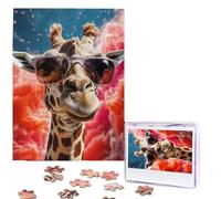 500 Pieces Jigsaw Puzzles for Adults Personalized Wooden Puzzle Giraffe wearing sunglasses Puzzles from Photos Picture Puzzle for Family Wedding Christmas Birthday Gifts