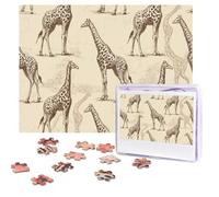 500 Pieces Jigsaw Puzzles for Adults Personalized Wooden Puzzle Hand Drawn Giraffes Puzzles from Photos Picture Puzzle for Family Wedding Christmas Birthday Gifts