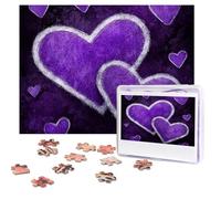 500 Pieces Jigsaw Puzzles for Adults Personalized Wooden Puzzle Purple Hearts Puzzles from Photos Picture Puzzle for Family Wedding Christmas Birthday Gifts