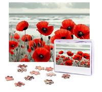 500 Pieces Jigsaw Puzzles for Adults Personalized Wooden Puzzle Red Poppy Flower Puzzles from Photos Picture Puzzle for Family Wedding Christmas Birthday Gifts