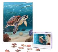 500 Pieces Jigsaw Puzzles for Adults Personalized Wooden Puzzle Sea turtle swimming Puzzles from Photos Picture Puzzle for Family Wedding Christmas Birthday Gifts