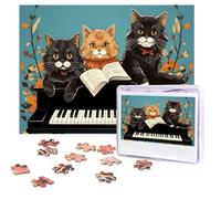 500 Pieces Jigsaw Puzzles for Adults Personalized Wooden Puzzle Three cats playing notes Puzzles from Photos Picture Puzzle for Family Wedding Christmas Birthday Gifts