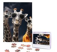 500 Pieces Jigsaw Puzzles for Adults Personalized Wooden Puzzle Three giraffes wearing sunglasses Puzzles from Photos Picture Puzzle for Family Wedding Christmas Birthday Gifts