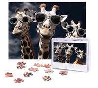 500 Pieces Jigsaw Puzzles for Adults Personalized Wooden Puzzle Three giraffes wearing sunglasses Puzzles from Photos Picture Puzzle for Family Wedding Christmas Birthday Gifts