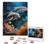 500 Pieces Jigsaw Puzzles for Adults Personalized Wooden Puzzle Two Dolphin and fish Puzzles from Photos Picture Puzzle for Family Wedding Christmas Birthday Gifts