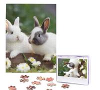 500 Pieces Jigsaw Puzzles for Adults Personalized Wooden Puzzle Two Little Cute Rabbit Puzzles from Photos Picture Puzzle for Family Wedding Christmas Birthday Gifts