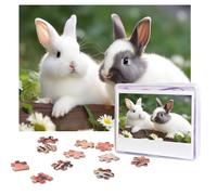 500 Pieces Jigsaw Puzzles for Adults Personalized Wooden Puzzle Two Little Cute Rabbit Puzzles from Photos Picture Puzzle for Family Wedding Christmas Birthday Gifts