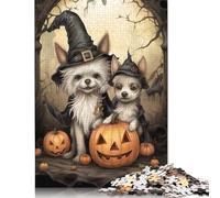 500 Pieces Jigsaw Puzzles for Adults Poodle Halloween Witch Hat Jigsaw Wooden Creative Puzzles Impossible Puzzle Brain Challenge Puzzle for Teenagers 500pcs (52x38cm)