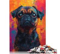 500 Pieces Jigsaw Puzzles for Adults Pug Portrait with Colorful Splashes Square Jigsaw Puzzles, for Adults And Teenager, Wooden Puzzles Home Art Decor 500pcs (52x38cm)