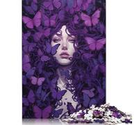 500 Pieces Jigsaw Puzzles for Adults Purple Butterflies Square Jigsaw Puzzles for Adults And Teenager, Wooden Puzzles Home Art Decor 500pcs (52x38cm)