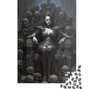 500 Pieces Jigsaw Puzzles for Adults Queen Skull Throne Square Wooden Puzzles Unique Piece Puzzle Educational Fun Games Toys 500pcs (52x38cm)