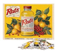 500 Pieces Jigsaw Puzzles for Adults Rat's Lemonade Vintage Ad Square Wooden Puzzles Unique Piece Puzzle Educational Fun Games Toys 500pcs (52x38cm)