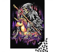 500 Pieces Jigsaw Puzzles for Adults Skeleton Riding Square Wooden Puzzles Unique Piece Puzzle Educational Fun Games Toys 500pcs (52x38cm)