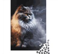500 Pieces Jigsaw Puzzles for Adults Smoke Art Cat Square Jigsaw Puzzles, for Adults And Teenager, Wooden Puzzles Home Art Decor 500pcs (52x38cm)