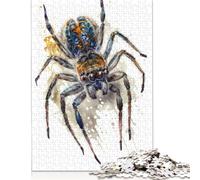 500 Pieces Jigsaw Puzzles for Adults 'Spider in Watercolor Square Jigsaw Puzzles, for Adults And Teenager, Wooden Puzzles Home Art Decor 500pcs (52x38cm)