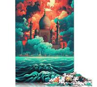 500 Pieces Jigsaw Puzzles for Adults Taj Mahal Sailing on Wave Puzzles 500 Piece Jigsaws for Adults Puzzle Birthday Gifts 500pcs (52x38cm)