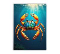 500 Pieces Jigsaw Puzzles for Adults Teens Stained Glass Crab in The Ocean Colorful Cultural Challenge Art Puzzle Holiday Christmas New Year Decoration
