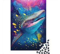 500 Pieces Jigsaw Puzzles for Adults The Peaceful Whale Shark Square Wooden Puzzles Unique Piece Puzzle Educational Fun Games Toys 500pcs (52x38cm)