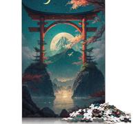 500 Pieces Jigsaw Puzzles for Adults Torii Gate And Fuji Maunt Jigsaw Wooden Creative Puzzles Impossible Puzzle Brain Challenge Puzzle for Teenagers 500pcs (52x38cm)