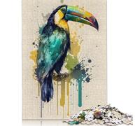 500 Pieces Jigsaw Puzzles for Adults Toucan Keel Billed Square Wooden Puzzles Unique Piece Puzzle Educational Fun Games Toys 500pcs (52x38cm)
