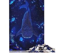 500 Pieces Jigsaw Puzzles for Adults Whale Shark in Starry Deep Ocean Square Jigsaw Puzzles, for Adults And Teenager, Wooden Puzzles Home Art Decor 500pcs (52x38cm)