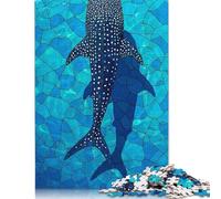 500 Pieces Jigsaw Puzzles for Adults Whale Shark Square Wooden Puzzles Unique Piece Puzzle Educational Fun Games Toys 500pcs (52x38cm)